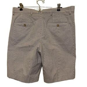 Britches By Samtex Size 33W Blue & White Seersucker Chino Shorts